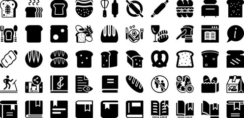 Read Icon Set Isolated Silhouette Solid Icons With Symbol, Illustration, Education, Vector, Icon, Book, Design Infographic Simple Vector Illustration