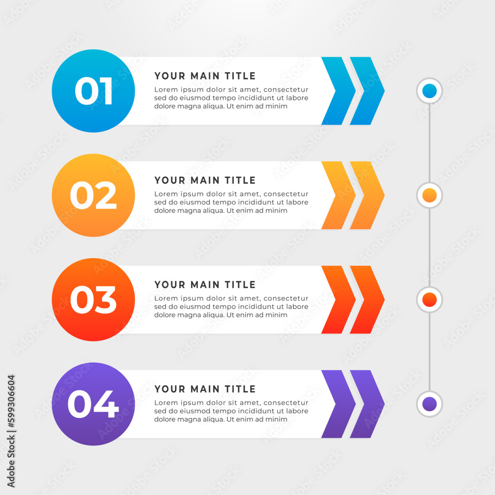 Poster timeline infographic design. gradient process. business concept with 4 steps.