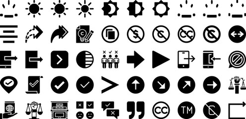 Right Icon Set Isolated Silhouette Solid Icons With Sign, Vector, Symbol, Line, Right, Icon, Choice Infographic Simple Vector Illustration
