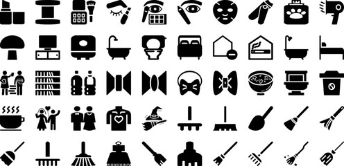 Room Icon Set Isolated Silhouette Solid Icons With Vector, Sign, Design, Symbol, Icon, Room, Office Infographic Simple Vector Illustration