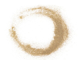 Pile sand in shape circle isolated on white, top view