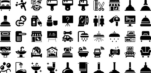Room Icon Set Isolated Silhouette Solid Icons With Icon, Vector, Sign, Office, Symbol, Design, Room Infographic Simple Vector Illustration