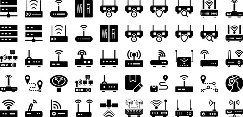 Route Icon Set Isolated Silhouette Solid Icons With Map, Route, Pointer, Icon, Travel, Location, Navigation Infographic Simple Vector Illustration