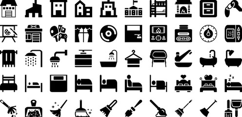 Room Icon Set Isolated Silhouette Solid Icons With Icon, Symbol, Sign, Room, Office, Vector, Design Infographic Simple Vector Illustration