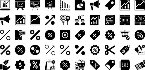 Sale Icon Set Isolated Silhouette Solid Icons With Design, Set, Sale, Vector, Sign, Symbol, Icon Infographic Simple Vector Illustration