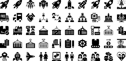 Ship Icon Set Isolated Silhouette Solid Icons With Symbol, Icon, Shipping, Set, Delivery, Transportation, Ship Infographic Simple Vector Illustration