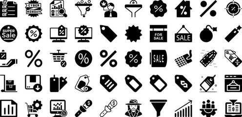 Sale Icon Set Isolated Silhouette Solid Icons With Symbol, Sign, Vector, Sale, Icon, Set, Design Infographic Simple Vector Illustration