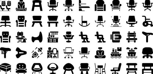 Seat Icon Set Isolated Silhouette Solid Icons With Icon, Line, Vector, Seat, Illustration, Design, Symbol Infographic Simple Vector Illustration