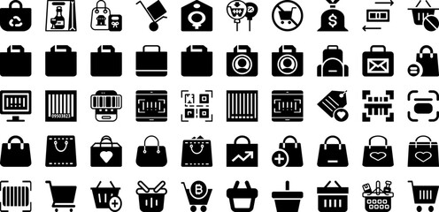 Shop Icon Set Isolated Silhouette Solid Icons With Shop, Business, Vector, Icon, Symbol, Store, Market Infographic Simple Vector Illustration