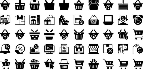 Shop Icon Set Isolated Silhouette Solid Icons With Store, Symbol, Business, Market, Vector, Icon, Shop Infographic Simple Vector Illustration