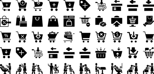 Shop Icon Set Isolated Silhouette Solid Icons With Vector, Icon, Shop, Market, Symbol, Business, Store Infographic Simple Vector Illustration
