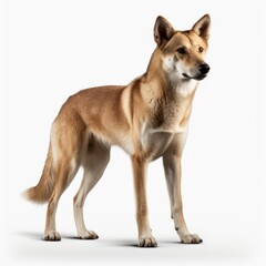 dog, animal, pet, puppy, white, cute, canine, isolated, portrait, brown, mammal, domestic, breed, animals, looking, studio, pets, young, happy, friend, white background, tongue, adorable, shiba, doggy