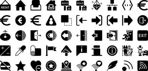 Sign Icon Set Isolated Silhouette Solid Icons With Sign, Business, Symbol, Illustration, Set, Vector, Icon Infographic Simple Vector Illustration
