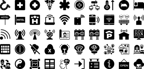 Sign Icon Set Isolated Silhouette Solid Icons With Set, Sign, Illustration, Vector, Symbol, Business, Icon Infographic Simple Vector Illustration