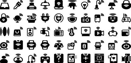 Smart Icon Set Isolated Silhouette Solid Icons With Technology, Smart, Line, Icon, Outline, Vector, Sign Infographic Simple Vector Illustration