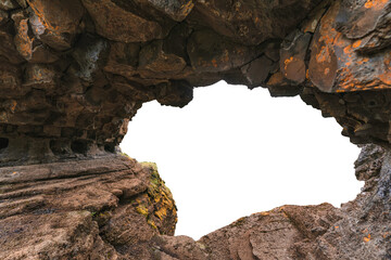 Arch tunnel entrance natural rock cave on background - obrazy, fototapety, plakaty