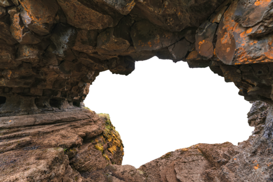 Arch tunnel entrance natural rock cave on background