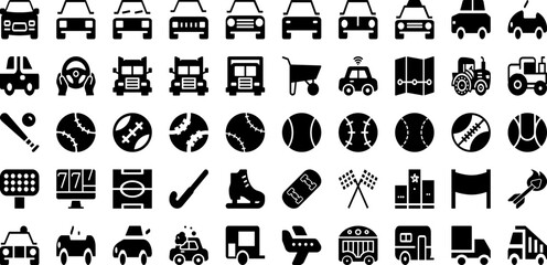 Sport Icon Set Isolated Silhouette Solid Icons With Sport, Set, Vector, Football, Icon, Tennis, Symbol Infographic Simple Vector Illustration