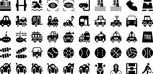 Sport Icon Set Isolated Silhouette Solid Icons With Icon, Sport, Symbol, Football, Set, Vector, Tennis Infographic Simple Vector Illustration