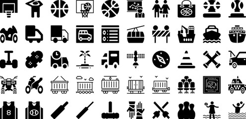 Sport Icon Set Isolated Silhouette Solid Icons With Set, Icon, Sport, Symbol, Vector, Football, Tennis Infographic Simple Vector Illustration