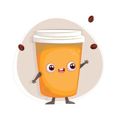 Cup of coffee with arabica beans