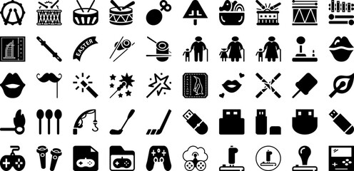 Stick Icon Set Isolated Silhouette Solid Icons With Illustration, Vector, Symbol, Set, Sign, Stick, Icon Infographic Simple Vector Illustration