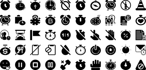 Stop Icon Set Isolated Silhouette Solid Icons With Isolated, Illustration, Icon, Symbol, Sign, Stop, Vector Infographic Simple Vector Illustration