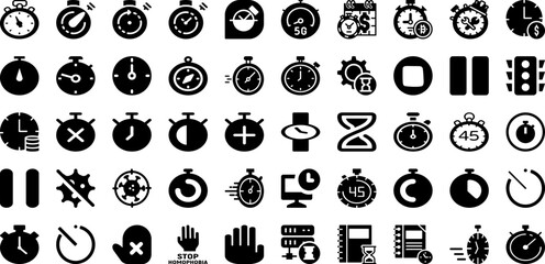 Stop Icon Set Isolated Silhouette Solid Icons With Illustration, Symbol, Isolated, Icon, Vector, Sign, Stop Infographic Simple Vector Illustration