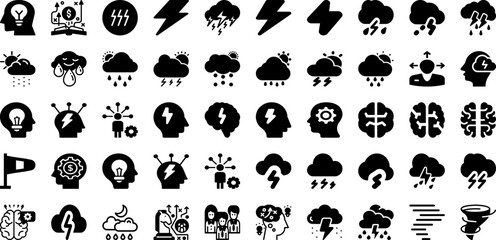 Storm Icon Set Isolated Silhouette Solid Icons With Symbol, Vector, Thunder, Icon, Illustration, Storm, Sign Infographic Simple Vector Illustration