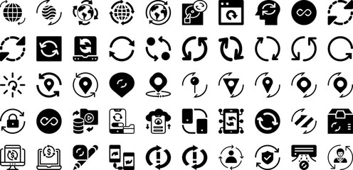 Sync Icon Set Isolated Silhouette Solid Icons With Icon, Symbol, Data, Technology, Sync, Sign, Internet Infographic Simple Vector Illustration