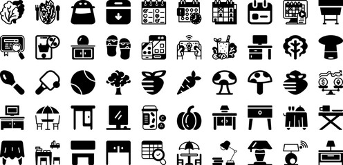 Table Icon Set Isolated Silhouette Solid Icons With Vector, Design, Icon, Office, Table, Symbol, Room Infographic Simple Vector Illustration