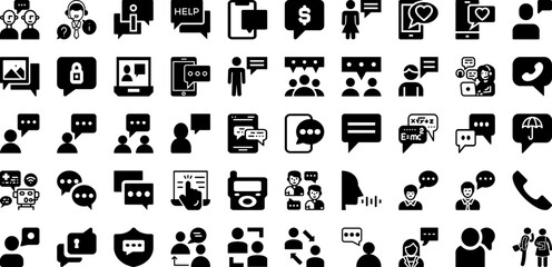 Talk Icon Set Isolated Silhouette Solid Icons With Chat, Symbol, Talk, Icon, Speech, Speak, Vector Infographic Simple Vector Illustration