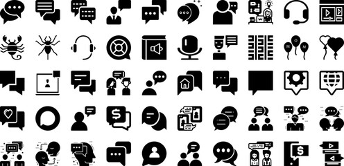 Talk Icon Set Isolated Silhouette Solid Icons With Icon, Speak, Talk, Speech, Chat, Symbol, Vector Infographic Simple Vector Illustration