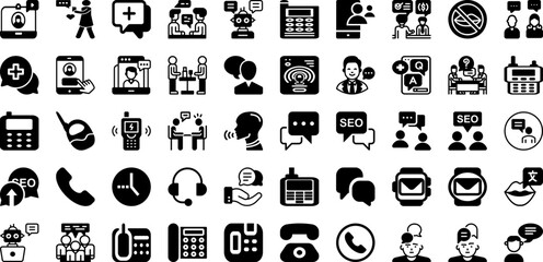 Talk Icon Set Isolated Silhouette Solid Icons With Speak, Vector, Speech, Icon, Talk, Symbol, Chat Infographic Simple Vector Illustration