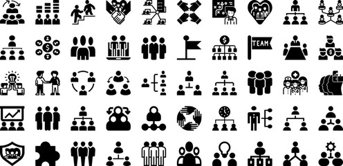 Team Icon Set Isolated Silhouette Solid Icons With Line, Vector, Icon, People, Team, Business, Teamwork Infographic Simple Vector Illustration