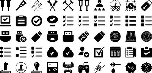 Tick Icon Set Isolated Silhouette Solid Icons With Icon, Symbol, Correct, Vector, Check, Tick, Sign Infographic Simple Vector Illustration