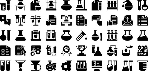 Test Icon Set Isolated Silhouette Solid Icons With Line, Icon, Test, Symbol, Business, Vector, Sign Infographic Simple Vector Illustration