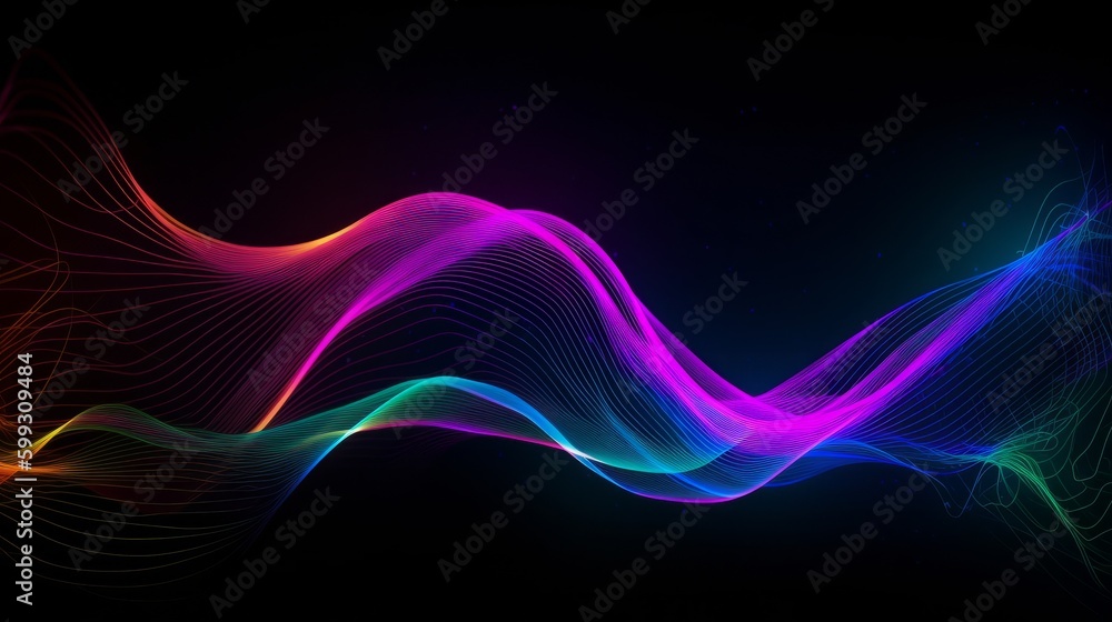 Poster background with curved abstract neon lines. ai generated