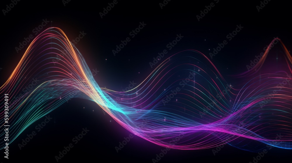 Poster background with curved abstract neon lines. ai generated