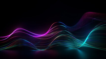 Fototapeta premium Background with curved abstract neon lines. AI generated