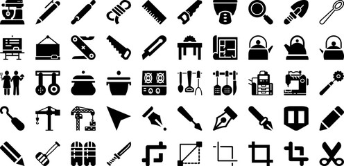 Tool Icon Set Isolated Silhouette Solid Icons With Vector, Tool, Spanner, Work, Icon, Repair, Wrench Infographic Simple Vector Illustration