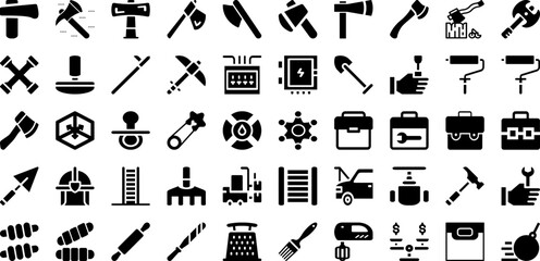 Tool Icon Set Isolated Silhouette Solid Icons With Icon, Vector, Repair, Tool, Work, Spanner, Wrench Infographic Simple Vector Illustration