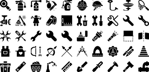 Tool Icon Set Isolated Silhouette Solid Icons With Tool, Vector, Spanner, Repair, Icon, Work, Wrench Infographic Simple Vector Illustration