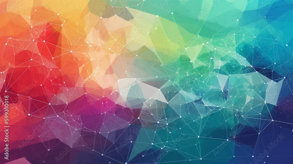 Poster abstract flat colorful geometric background neural network. ai generated
