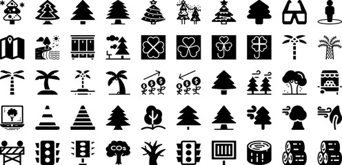 Tree Icon Set Isolated Silhouette Solid Icons With Plant, Vector, Tree, Symbol, Illustration, Design, Icon Infographic Simple Vector Illustration