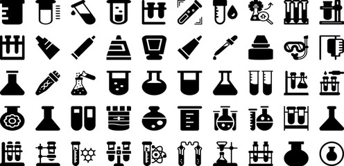 Tube Icon Set Isolated Silhouette Solid Icons With Lab, Icon, Sign, Symbol, Science, Tube, Vector Infographic Simple Vector Illustration