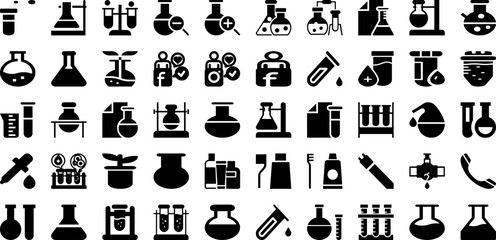 Tube Icon Set Isolated Silhouette Solid Icons With Science, Lab, Tube, Vector, Icon, Sign, Symbol Infographic Simple Vector Illustration