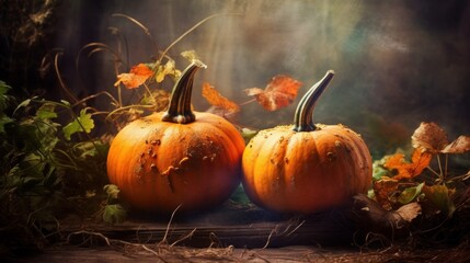 Autumn pumpkin thanksgiving background. AI generated