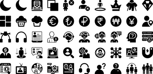 User Icon Set Isolated Silhouette Solid Icons With Business, User, Icon, Vector, Web, People, Symbol Infographic Simple Vector Illustration