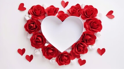 Banner design of red roses and the paper heart shape. AI generated